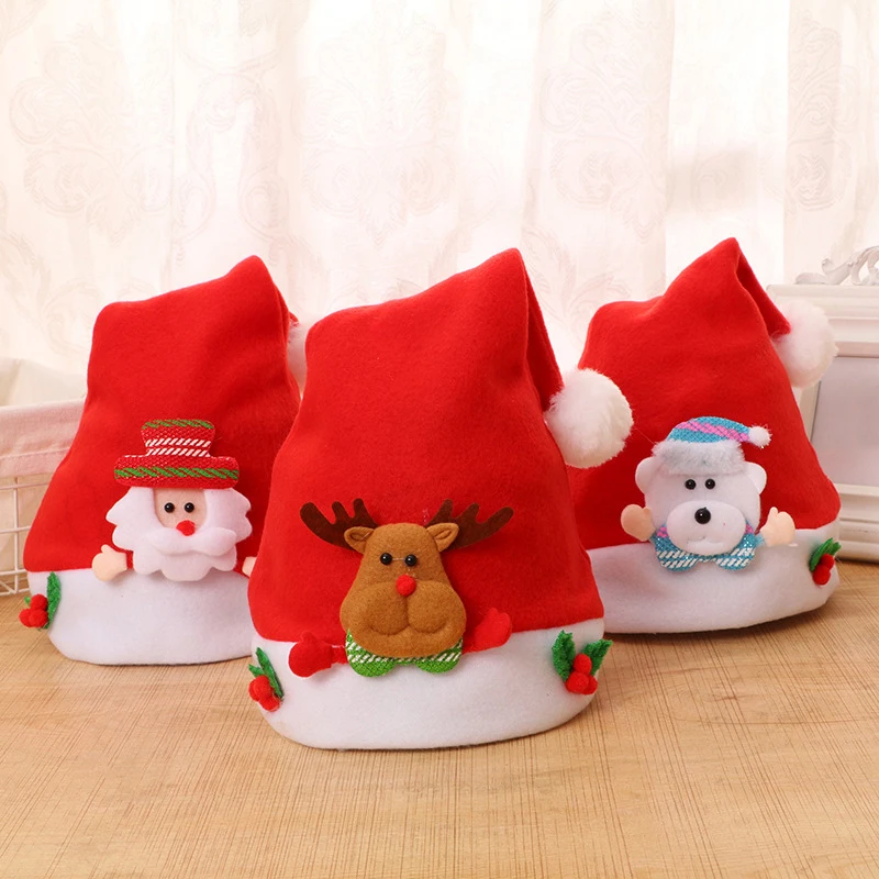 2025 Kids Christmas Hats Santa Claus Snowman Elk Decor Xmas Hat Cap Merry Christmas New Year Party Caps Cosplay Accessories