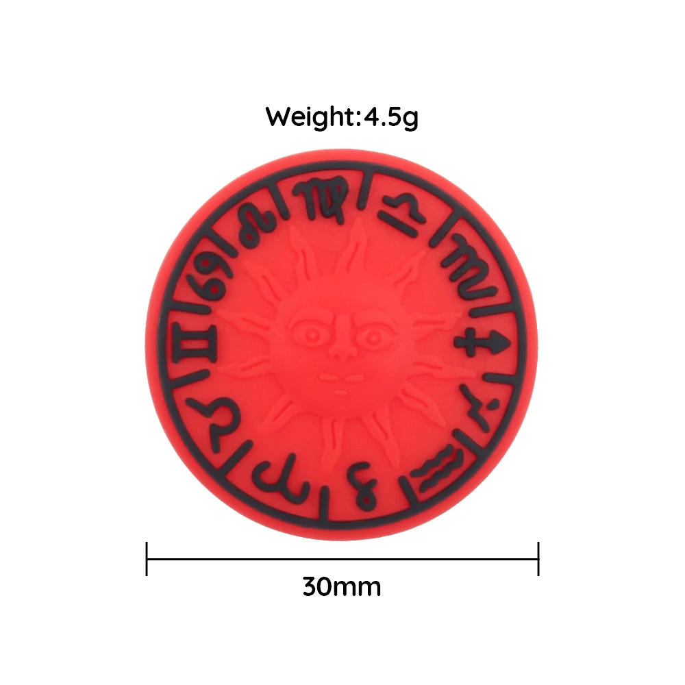 젖니가 나는 실리콘 구슬, 빨간색 원형 초점 구슬, DIY 젖꼭지 체인 목걸이, 팔찌 쥬얼리 펜 액세서리, 5 개