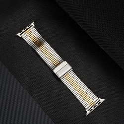 Premium Stainless Steel Bracelet for Apple Watch - Metal Strap (Silver Gold)