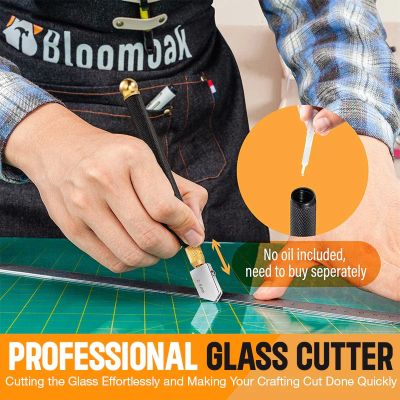 

5PCS/SET Diamond Glass Cutter Professional Glass Bottle Tile Mirror Cutting Tools Oil Feed Diamond Cutter For 2-20mm Thick Glass