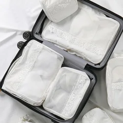 Bolsa de viaje con patrón de encaje portátil, bolsa de almacenamiento multifuncional para mujer, sujetador, ropa interior, organizar artículos