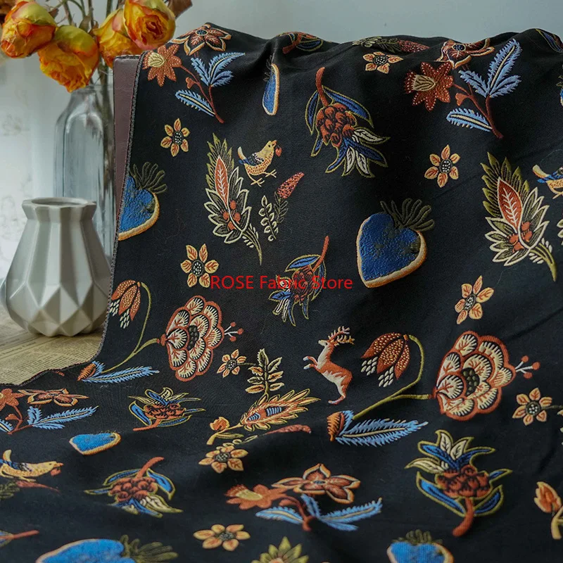 1 Meter Classic Pastoral Style Yarn Dyed Jacquard Fabric Women's Exquisite Dress Makeup Bag Decorative Sewing Fabric 50cmx150cm