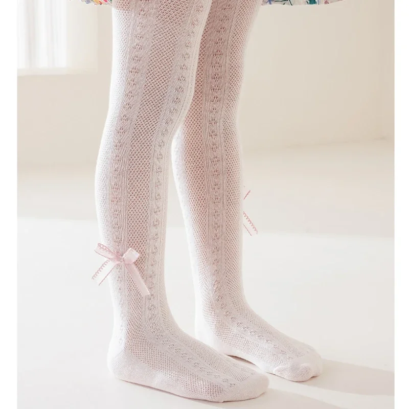 1 Piece Spring and Autumn Children Cute Bow Simple Casual Princess Fashion Sweet Girl Mesh Breathable Pantyhose