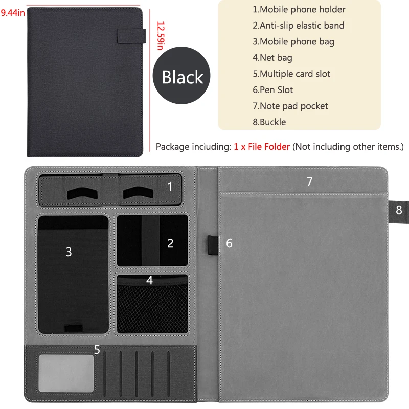 多機能 A4 レザーポートフォリオファイルフォルダー男性電話