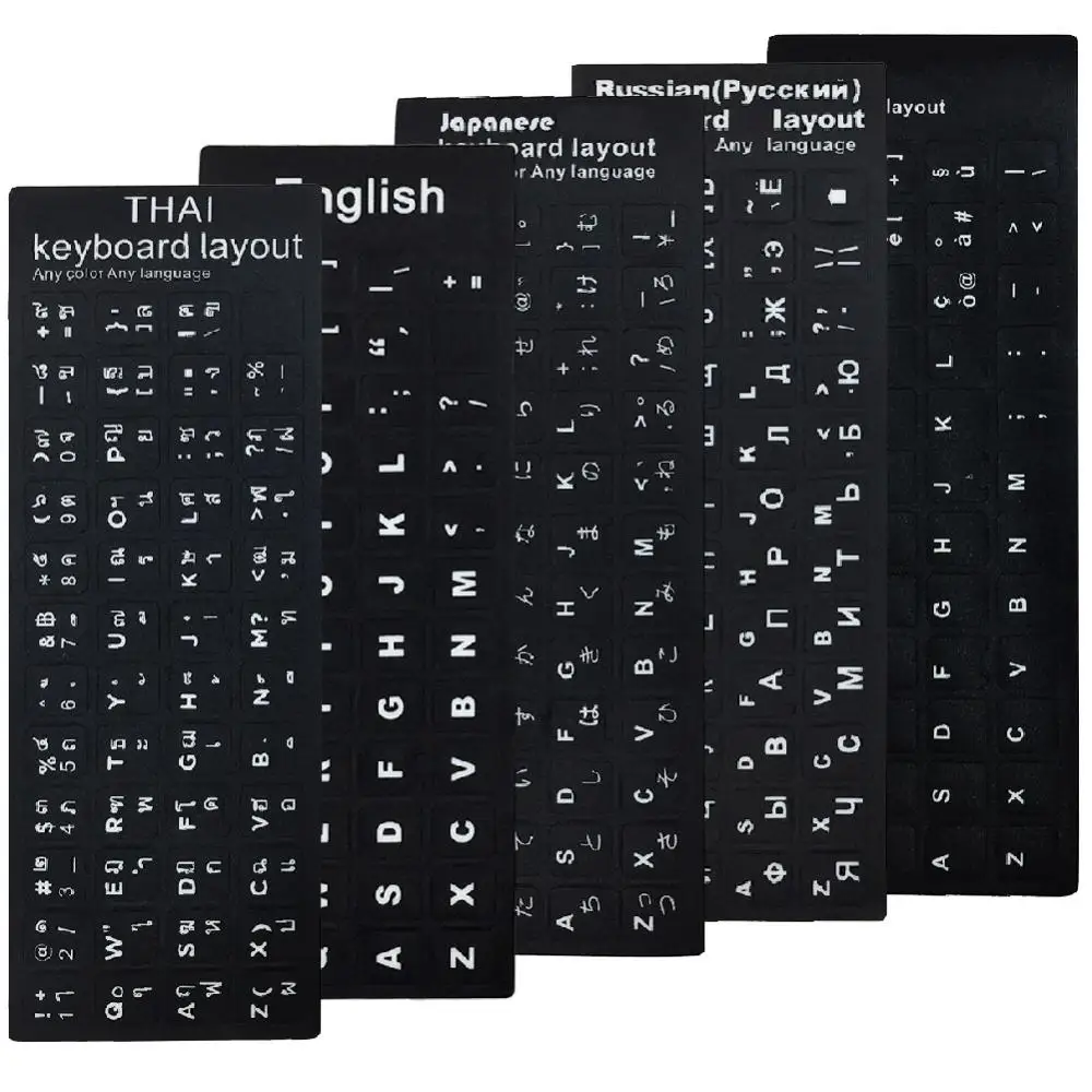 Multilingual Keyboard Sticker Set for Standard Layout Keyboards
