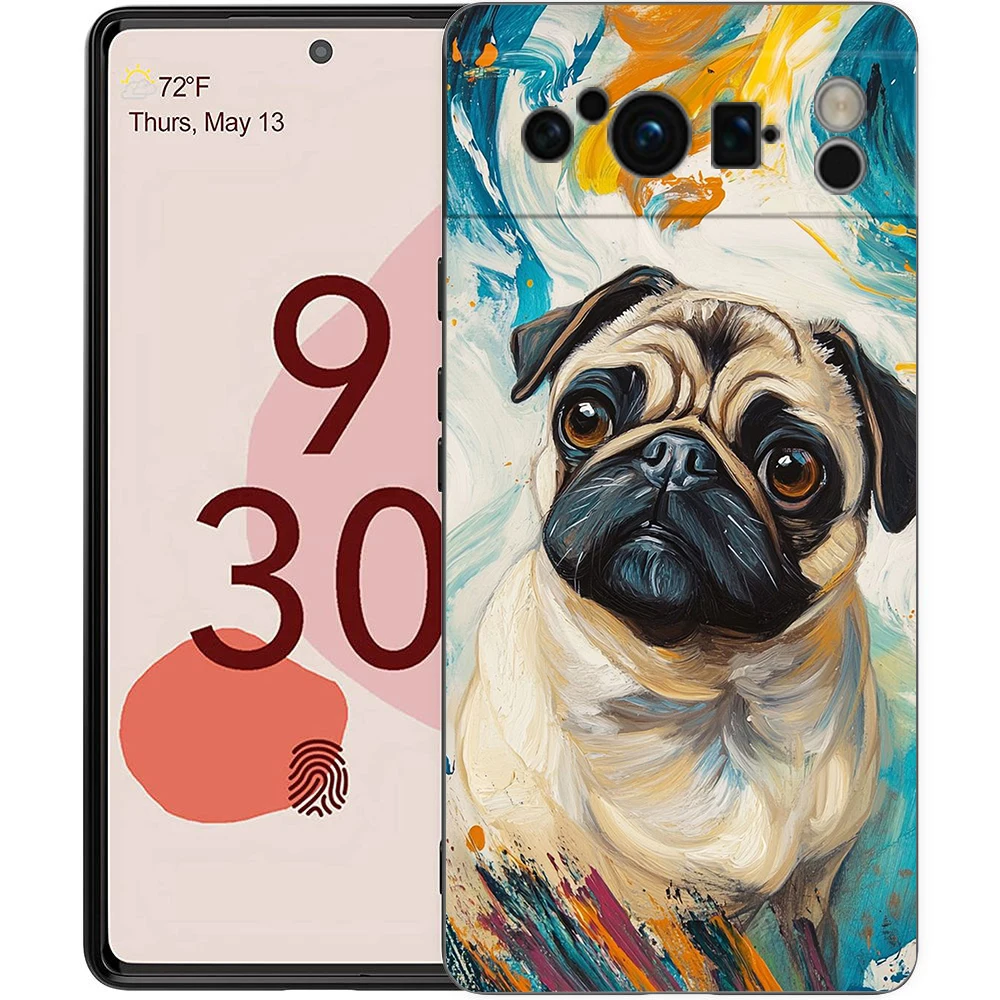 Black Pug Close-Up Soft TPU Phone Case