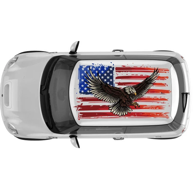 

Наклейка с флагом США, Модифицированная наклейка на крышу автомобиля, гоночного кроссовера, аксессуары для упаковки, живопись из ПВХ, пользовательские модифицированные боковые болезненные наклейки на автомобиль