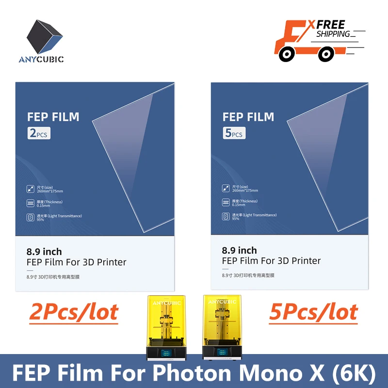 Impressora Filme Fep Espessura 015 mm Photon Mono x Mono x 6k m3 Plus Mono x2 Mono x 6ks Peças Peças por Conjunto Anycubic3d Peças da