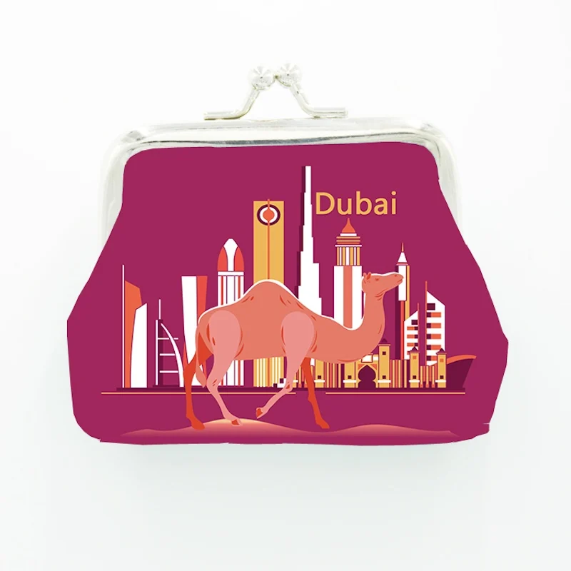60PCS/Lot Customized  PU Leather Coin Purse Full-Color Printing Badge Wallet Logo Artist Designer Dubai Souvenir Wholesale Bag