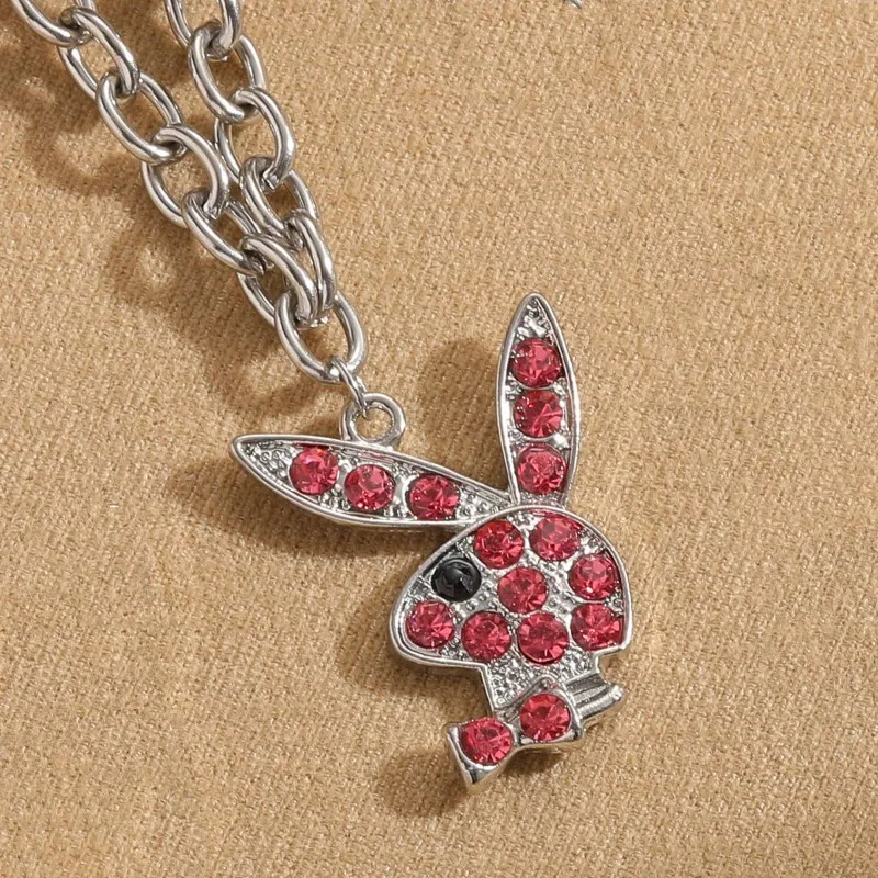 2025 New Fashion Net Red Zircon Rabbit Ladies Necklace Hip Hop Rock Pendant Necklace White Rabbit Clavicle Chain Jewelry Girl 5