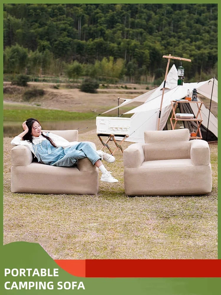Inflatable Sofa Outdoor Portable Lazy Single Air Mattress Camping
