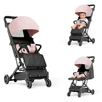 Poussette pliable légère - Pliable - Convient aux nouveau-nés jusqu'à 22 kg - Capote solaire extra large (Rose/Noir/Gris/Khaki) 1