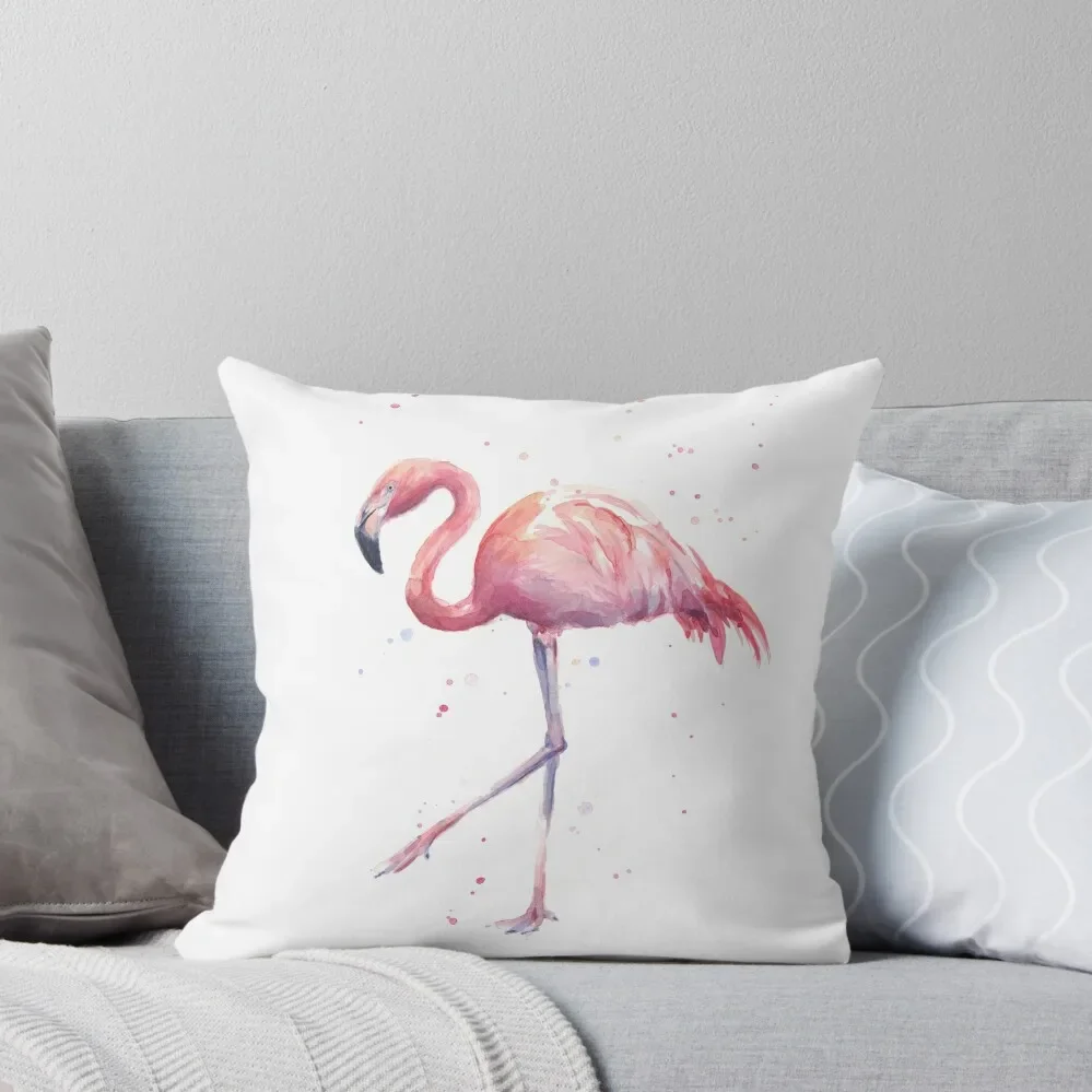

Flamingo Watercolor Painting Throw Pillow