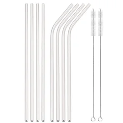 Silver Reusable Stainless Steel Drinking Straws Set with Cleaning Brush (10Pcs Mix)