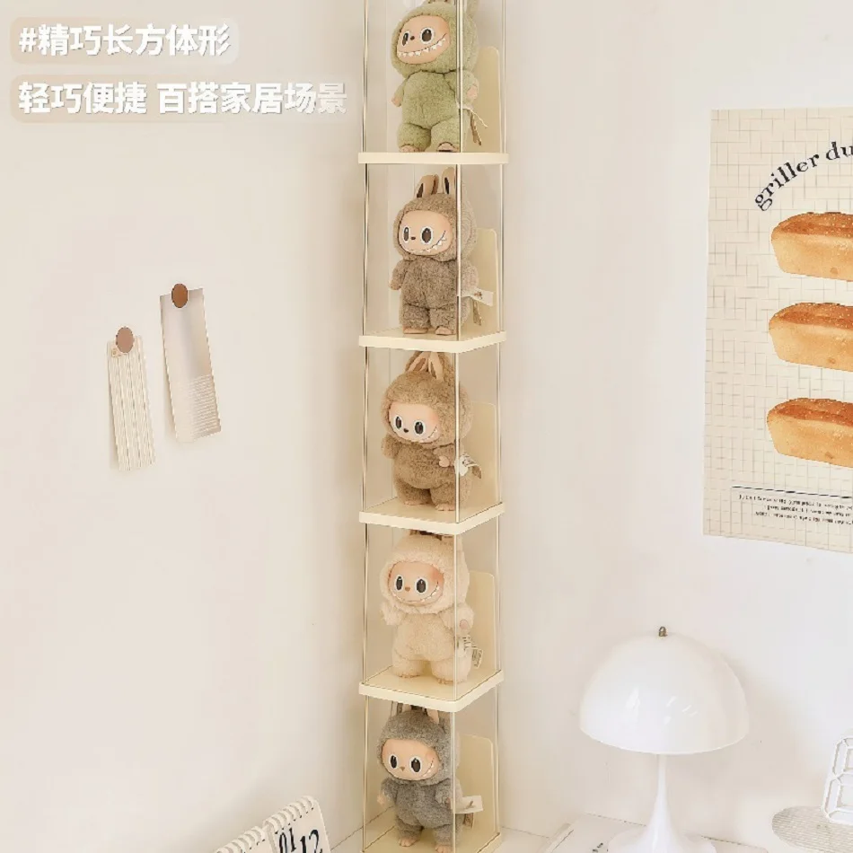Labubu transparent display box single stackable canvas vinyl storage box figurine blind box storage rack image 5