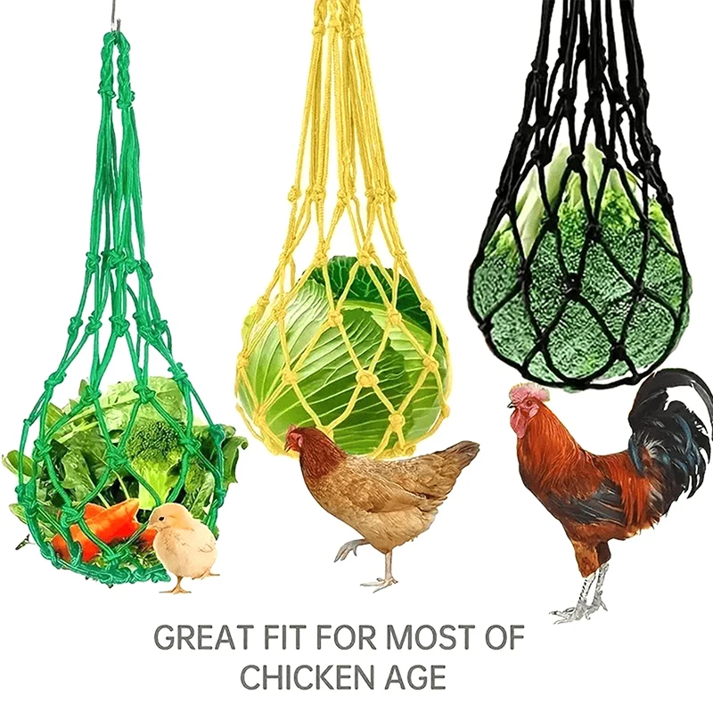 Chicken Vegetable Feeder Chicken Vegetable Net String Bag Poultry Fruit Holder Hen Goose Large Birds Treat Feeding Tools poultry feeder