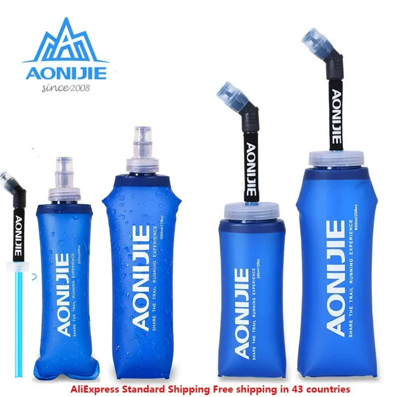 Aonijie E885 Nieuwe Opvouwbare Siliconen Fles Water Buiten Reizen Sport Running Fietsen Waterkoker Gezonde Zachte Materiaal 250- 600Ml