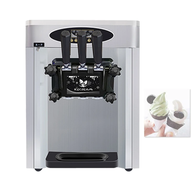 

Commercial Ice Cream Machine Stainless Steel Ice Cream Maker Tricolor 2+1 Flavors Ice Cream Vending Machine 25L / H