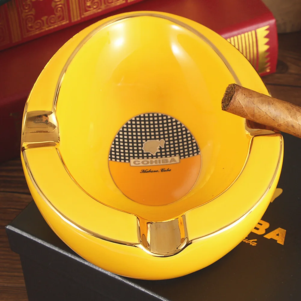 

Home Round Living Room Creative 3 Cigar Holder Stand Cenicero For Tobacco Cigarette Ashtrays Large Ceramic Cigar Ashtray
