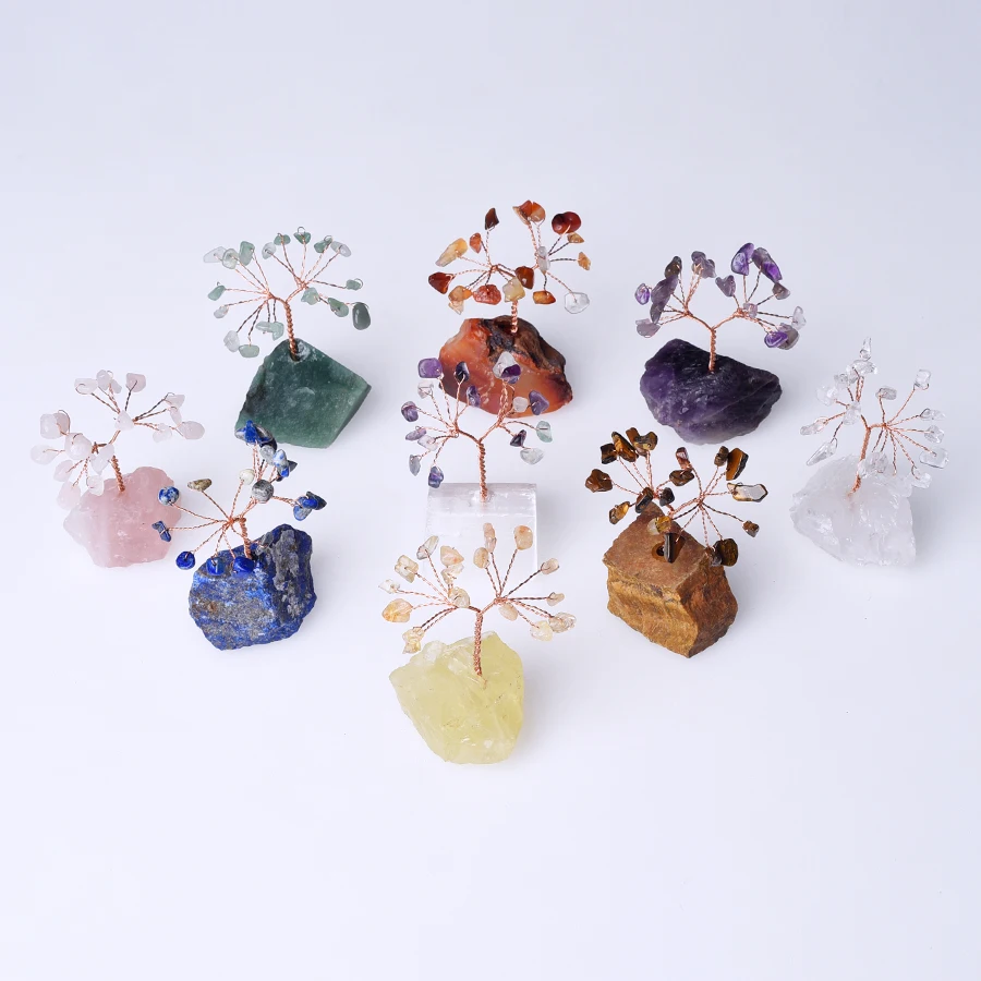 

1pc Crystal Money Tree Copper Wire Wrapped Lucky Feng Shui Tree Crystal Stone Base Reiki Chakra Energy Home Desktop Ornament