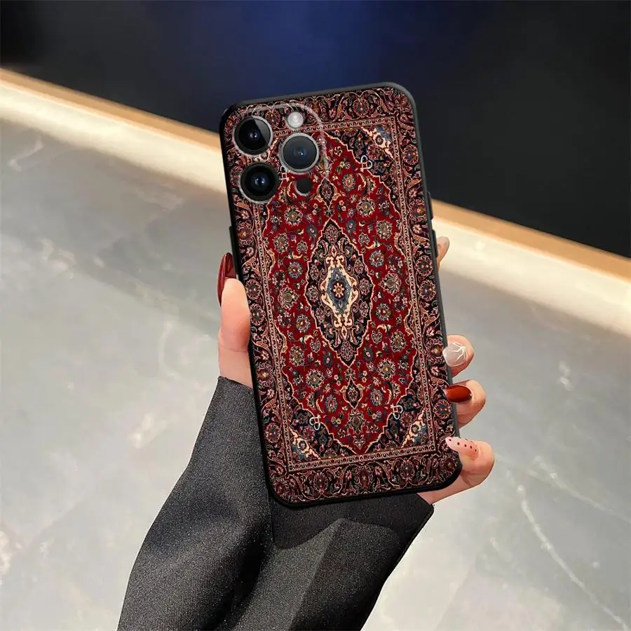Black Soft Phone Cover with Retro Ethnic Totem Pattern