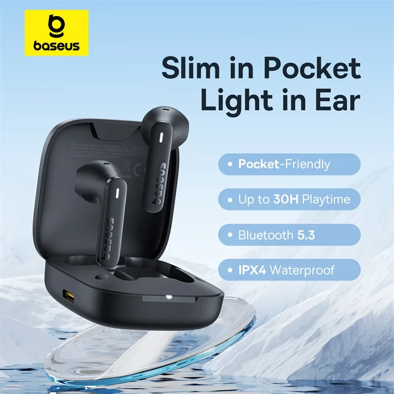 Baseus Bowie E16 Wireless Earphone Bluetooth 5.3 Earphones 30H Long Battery Life IPX4 Waterproof True Wireless Headphone Earbuds 3