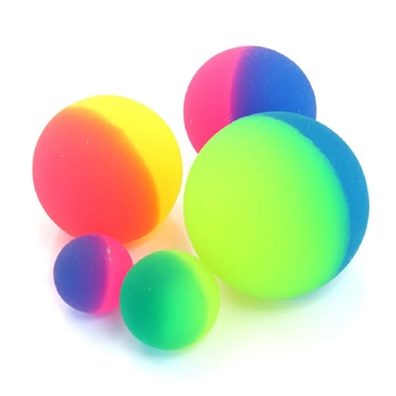 Bicolor Elastic Ball Toy Children Colored Boy Bouncing Ball Rubber Kids Sport Games Elastic Jumping Ball Birthday Gift 4