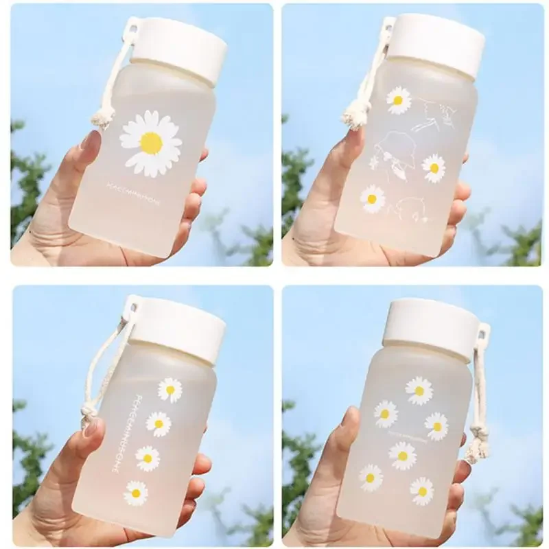 500ml Small Daisy Transparent Plastic BPA Free Water Bottle with Portable Rope Travel Tea Cup sports water bottle portable water bottle