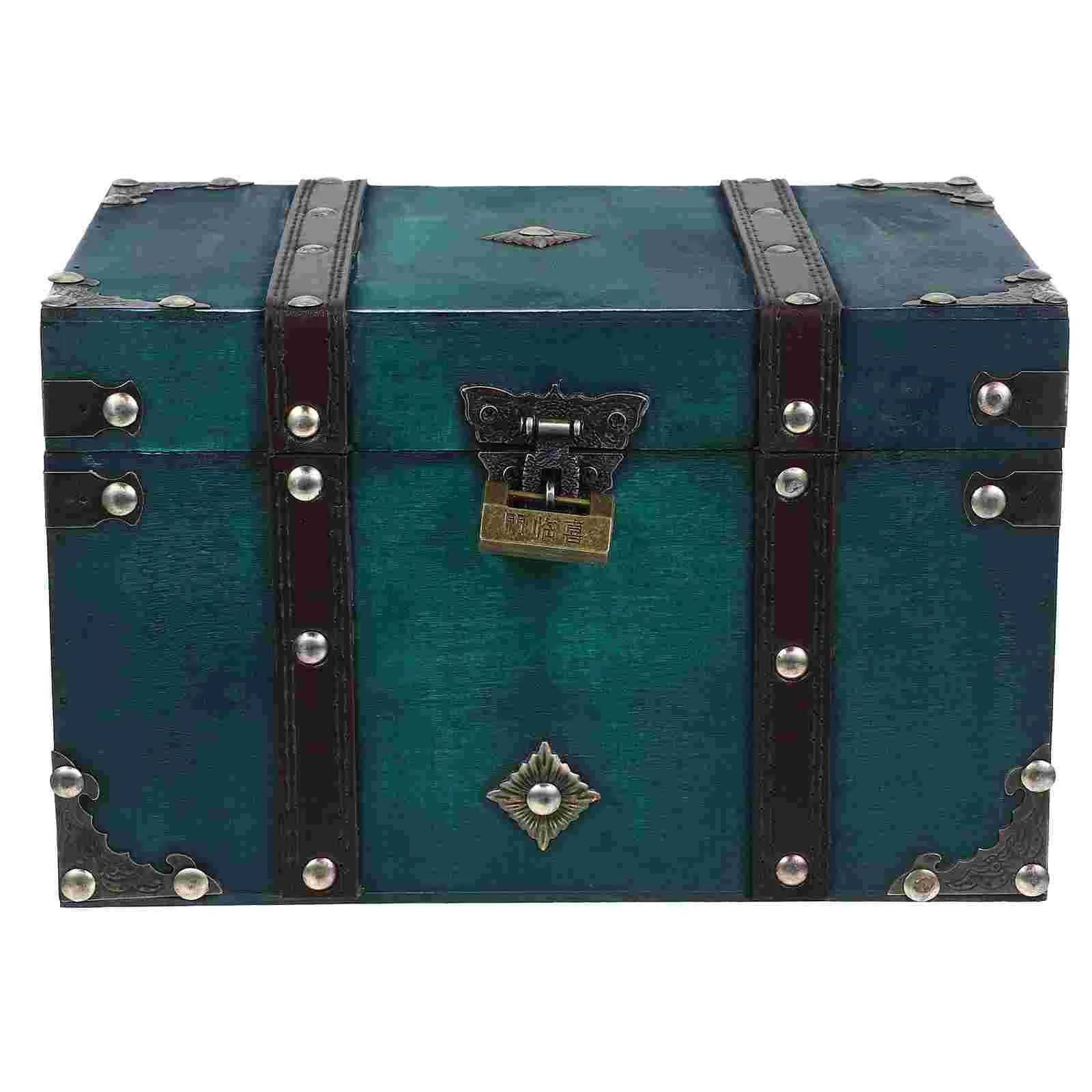 

Retro Small Trinket Box Tabletop Vintage Treasure Chest Sundries Jewelry Wooden Storage Container