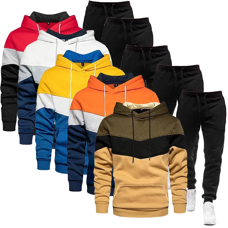 

Three color patchwork casual sweater for men's clothing autumn and winter street clothing loose pullover for men's top