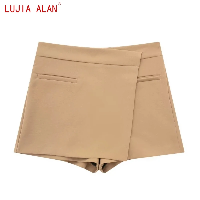 

Autumn New Women Casual Asymmetric Wrap Shorts Skirts Female High Waist Loose Street Clothing 3 Colors LUJIA ALAN P5273