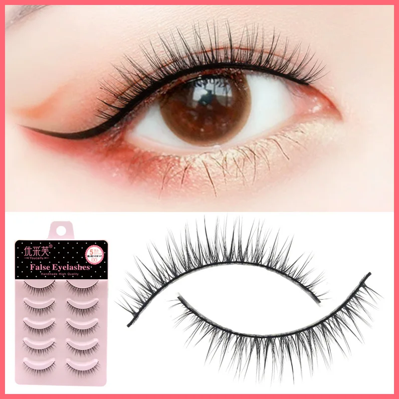 

Japanese 5Pairs Pure Handmade False Eyelashes Natural Simulation Short Style Bushy Cross Lashes Makeup Products Wholesale