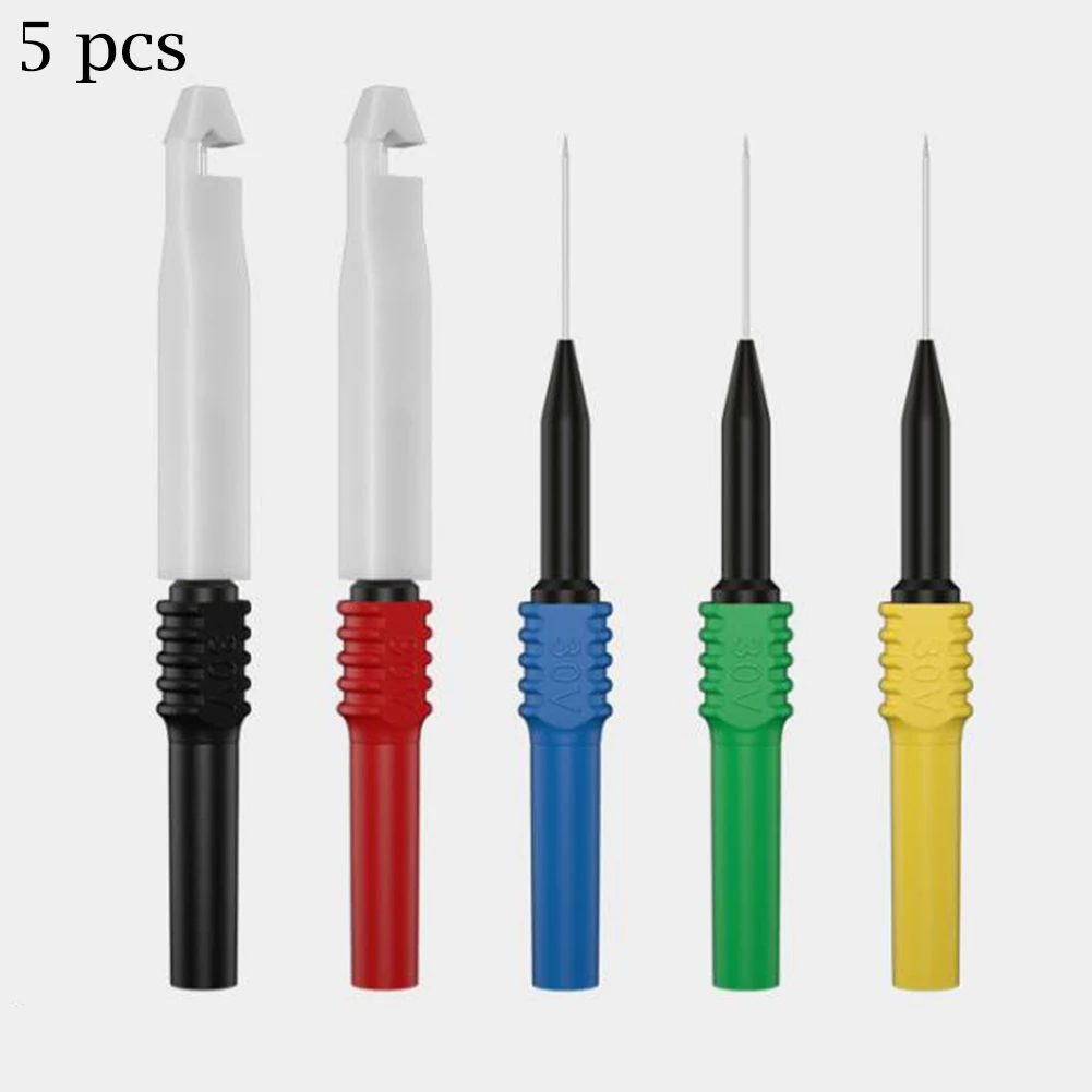 

5pcs Multimeter Test Probe 0.7mm Fine Point Needle 4mm Banana Plug 60V 30A AC DC Low Frequency Fire Flame Retardant