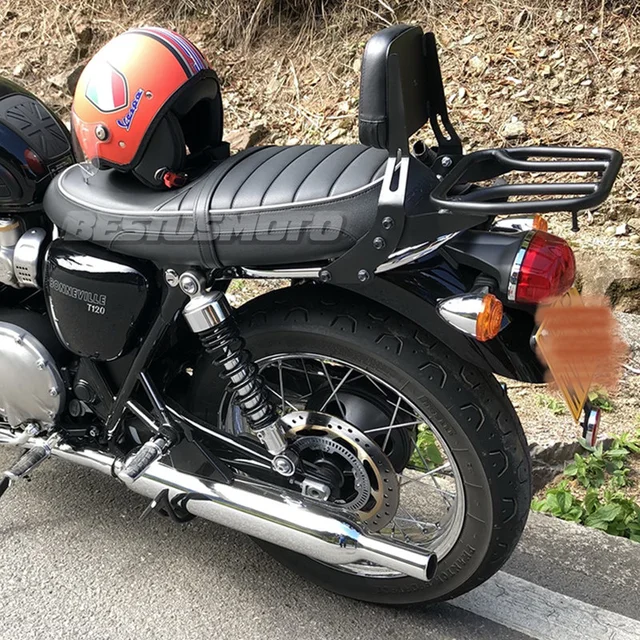 バイクリアシェルフバックレスト トライアンフボンネビルT100 バイクリアシェルフバックレスト トライアンフボンネビルT100