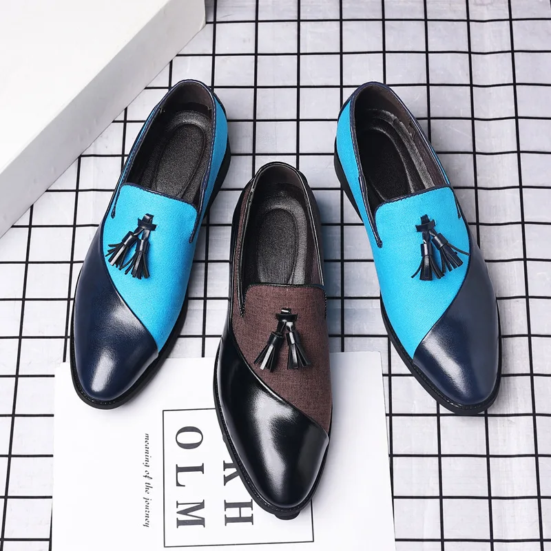 Spring & Autumn Pointed Toe Men Shoes Fashion PU Leather Shoes Dress Business Formal Casual Large Size 38-48