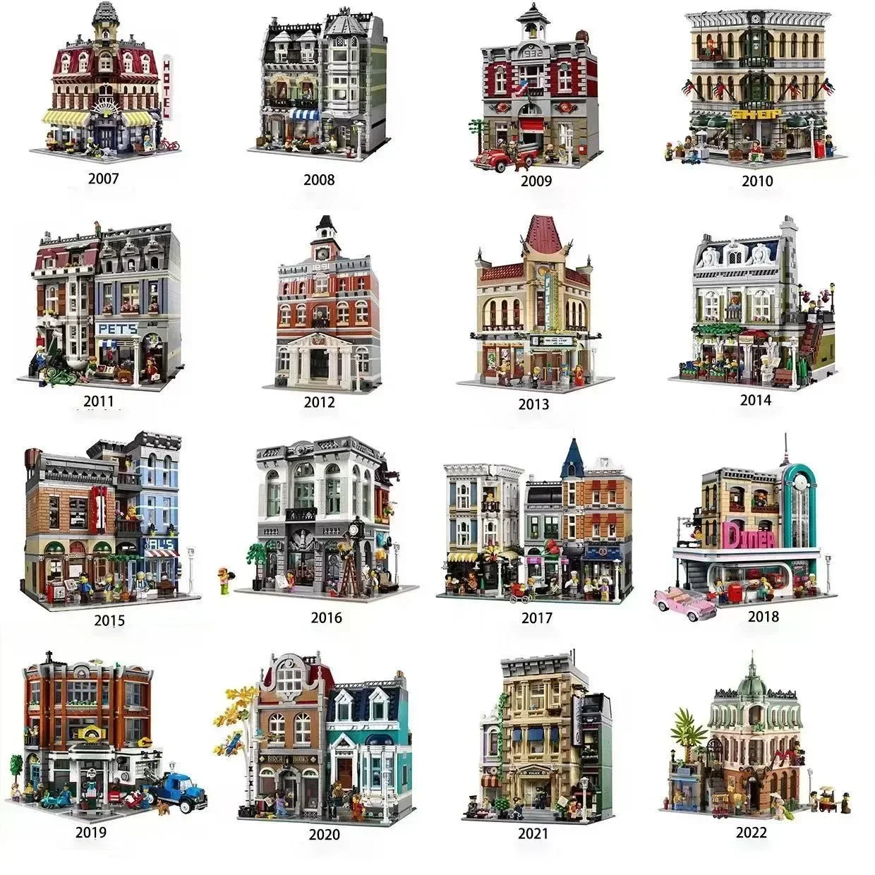 

Creatoring Expert Pet Book Shop Town Hall Downtown Diner Model Moc Modular Building Blocks Brick Bank Cafe Corner Toys Parisian