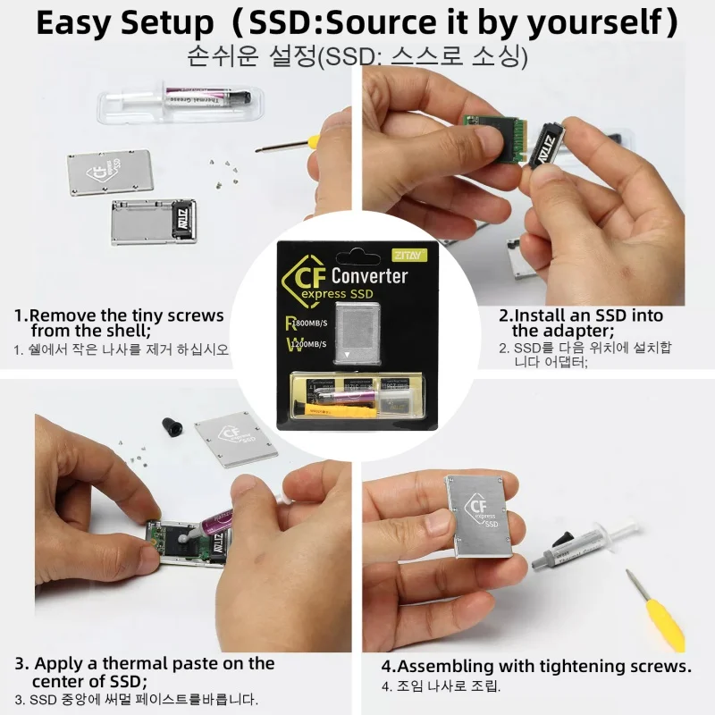 ZITAY CFexpress Type B Card to NVME M.2 2230 SSD Adapter Compatible with Nikon Z6 Z7 Z9 Canon RC R5 R5C Panasonic GH6