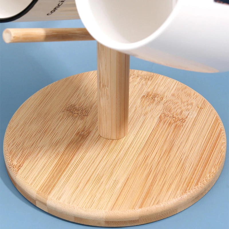 Wooden Mug Hanging Display Rack Drinkware Shelf 6 Hooks Tree Shape Wood Coffee Tea Cup Storage Holder Stand Tumbler Holders cup storage holder