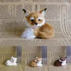 1PC Simulation Fox Ornament Mini Squatting Fox Model Plush Animal Figurine Doll Toy Home Decoration Craft Christmas Party Gift 1