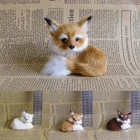 1PC Simulation Fox Ornament Mini Squatting Fox Model Plush Animal Figurine Doll Toy Home Decoration Craft Christmas Party Gift 1