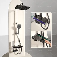 Bathroom Grey Shower Set Starry Sky Atmosphere Light Apartment Milky White Digital Display Shower System Modern Bath Set 1