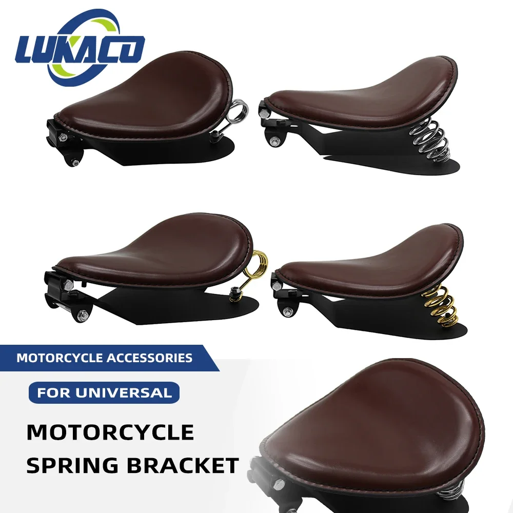 

Universal PU Leather Motorcycle Saddle Seat Cushions 3" Spring Solo Bracket Seat For Harley Chopper Bobber Custom Sportster Dyna