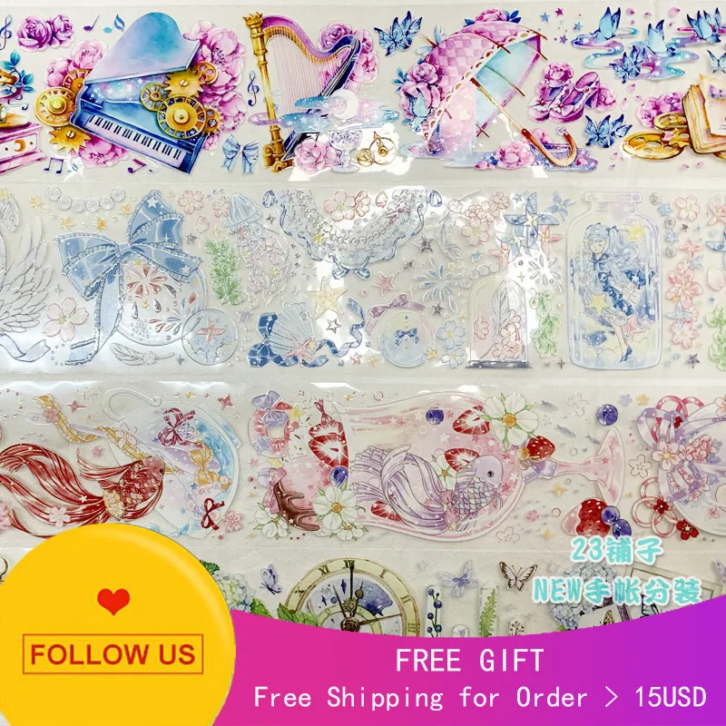 

1 loop Journal Washi Tape Book Flower Octuple Joy Edge Knot Daisy Postman PET Crystal