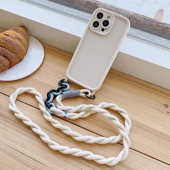 Custodia per telefono a tracolla con cordino per iPhone 16 Pro Max 15 14 Plus 13 12 11 XR XS X 7 8 Plus Collana con cinturino Custodia morbida in TPU
