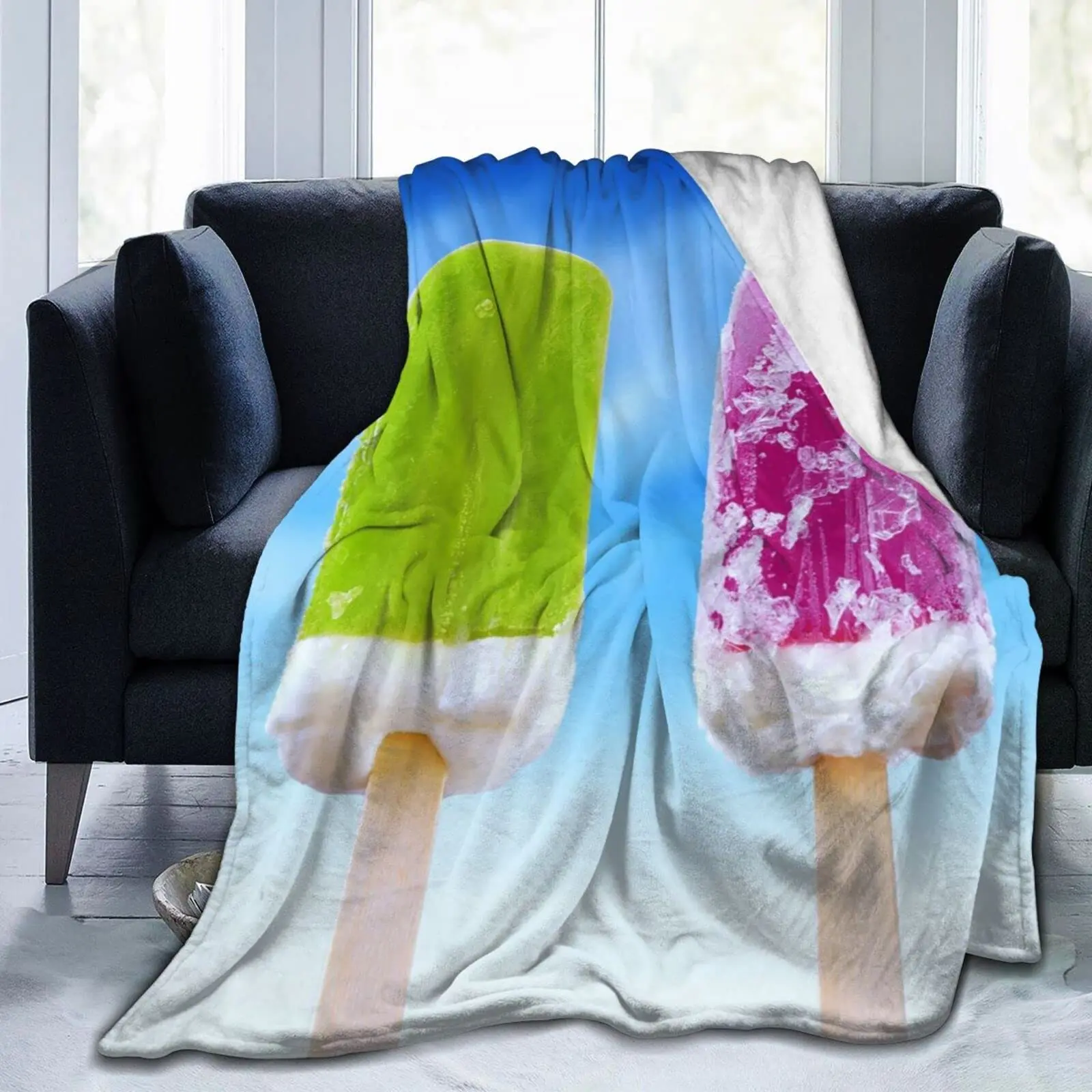 

Four Popsicles Ice Cream Blanket Fleece Blanket Lightweight Warm Blanket for Living Room Decoration King Queen Size Ultra-Soft