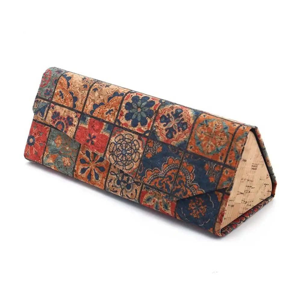 여성용 레트로 토템 접이식 삼각형 안경 케이스, 개성 있는 선글라스 상자, 휴대용 여행 안경 보관 상자, 무작위 스타일