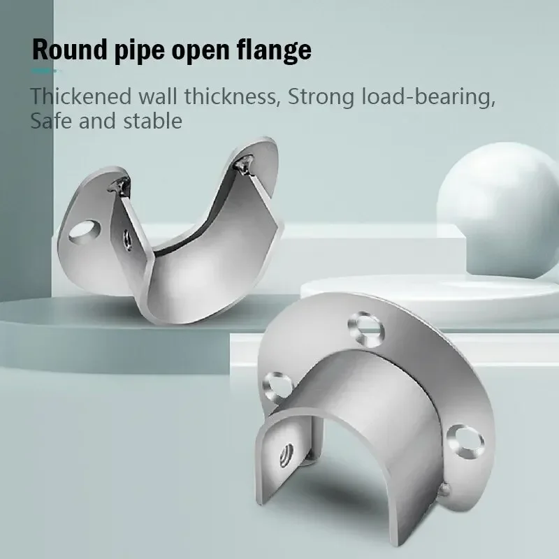 Thick Stainless Steel round Tube Seat Adjustable Flange Base Clothes Pole Holder Support Fixed Hardware