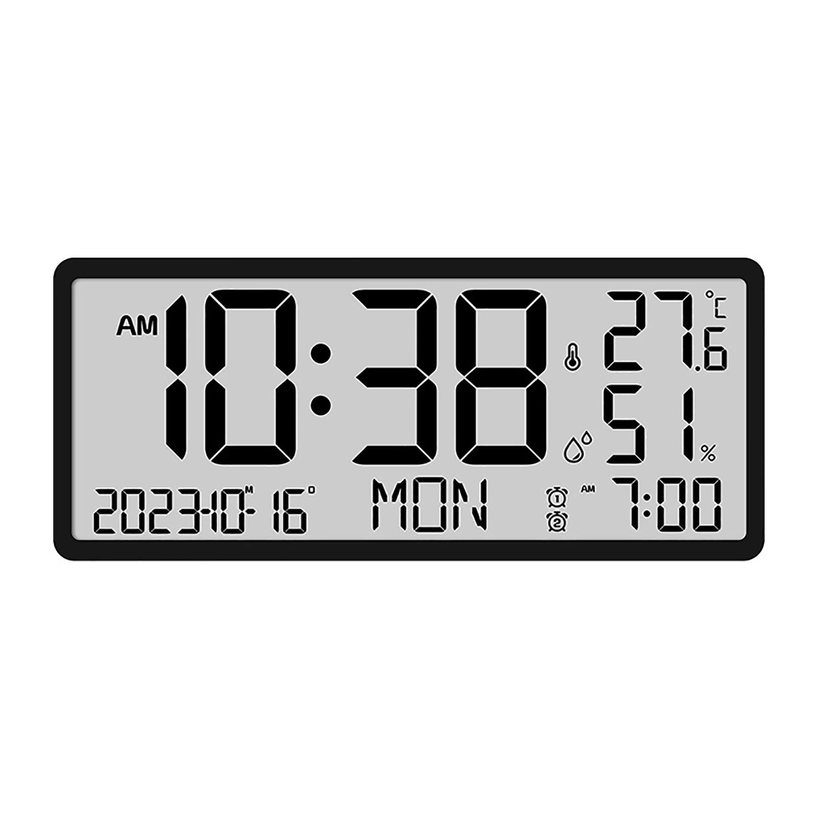 Led Large Screen Digital Wall Clock Temperature Humidity Year Date Time Display Living Room Desktop Electronic Clocks