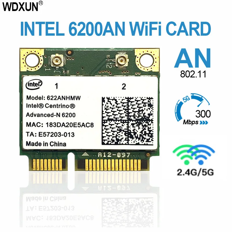 Intel Wi-Fi карта 622ANHMW 6200AN Advanced-N 6200 300 Мбит/с Двухдиапазонная 2,4G/5 ГГц мини PCIe сетевая карта Mini PCIe карта
