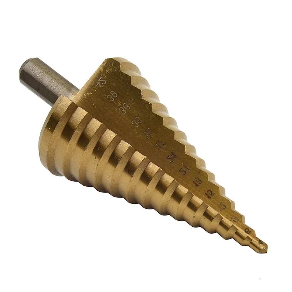 

4-42mm HSS Titanium Coated Step Drill Bit Straight Groove 14 Step Drill Bits Wood Metal Hole Cutter Core Drilling Tools